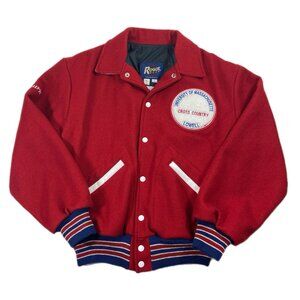 Vintage 70s Womens Varsity Letterman Jacket USA UMASS Lowell Cross Country Sz L